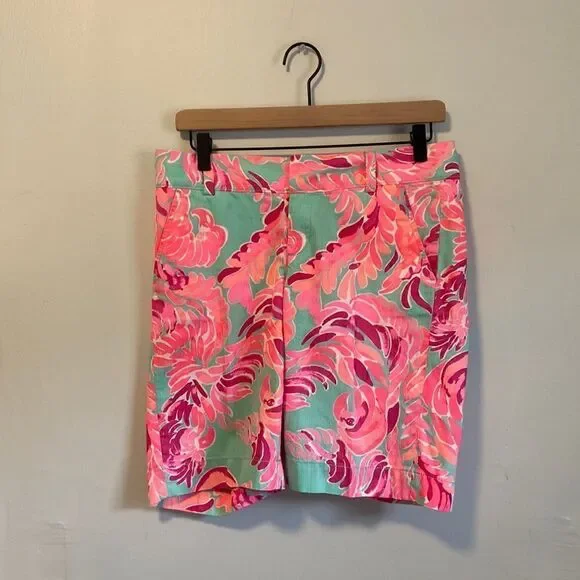Lilly Pulitzer Pink & Blue Poolside Blue The Chipper Shorts Size 2