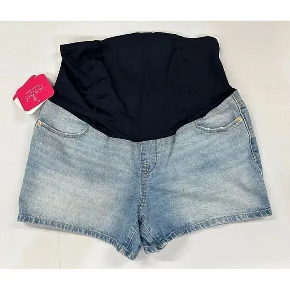 ISABEL MATERNITY Jean Shorts Size 2/26  Crossover Panel - Light Wash