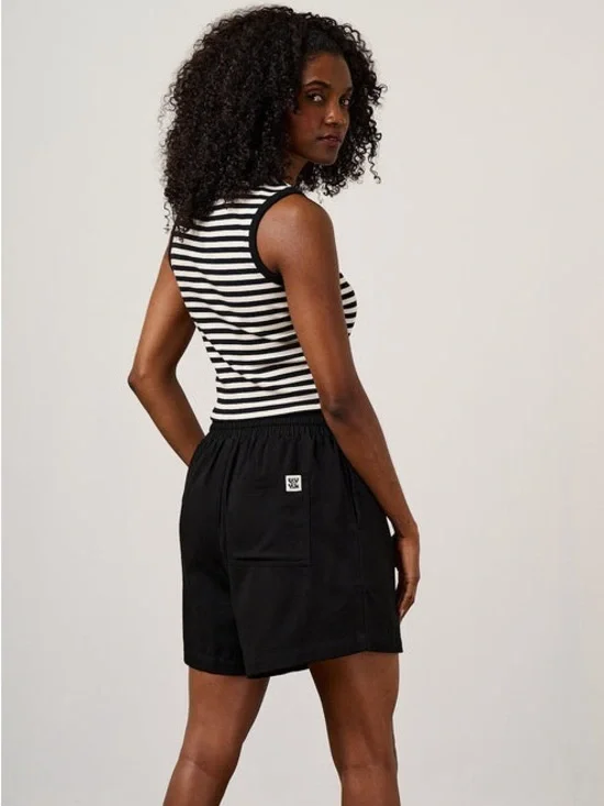 Lucy and Yak 100% organic Cotton Pull on Elastic Waist Shorts Black Sz Small