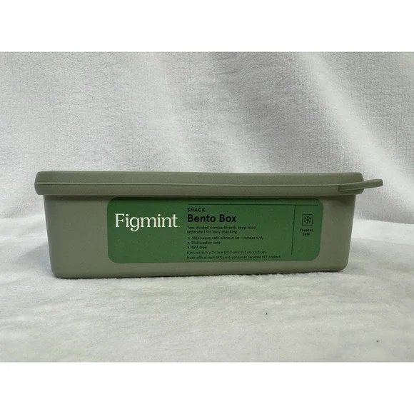 Figmint Green Snack Bento Boxes 2 Compartments Size 8