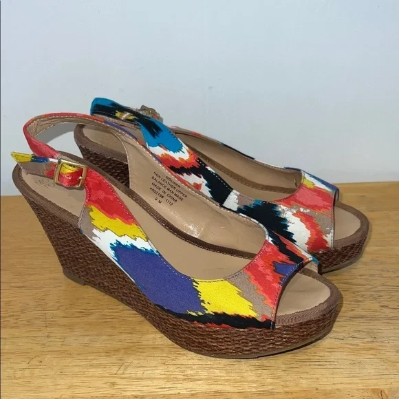 Mootsies Tootsies Moloker Multicolor Wedge Sandals 031026 Size 9M