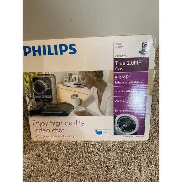Philips SPC1330NC‎ Webcam True 2.0MP Video 8.0MP Photo Autofocus Wide Angle Lens