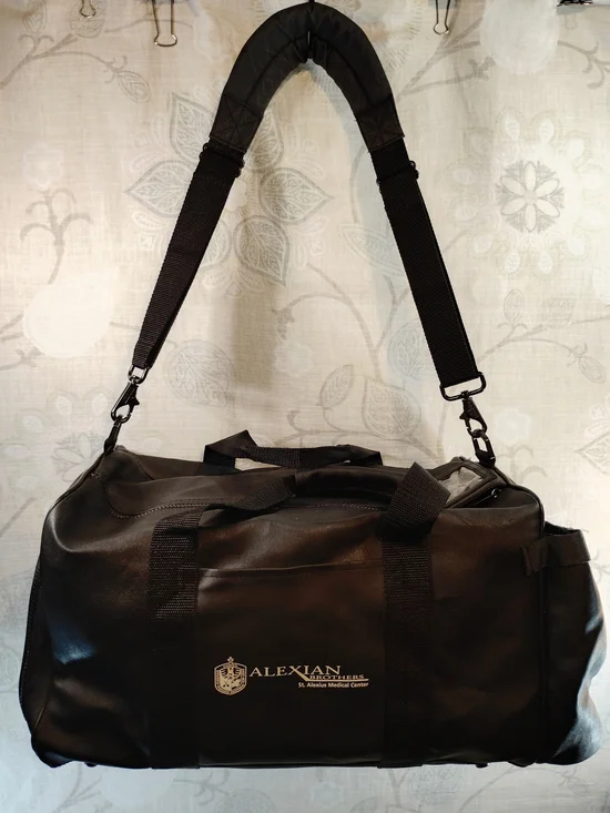 Alexian Brothers  Faux Leather Black  Duffel Bag W/ Shoulder Strap