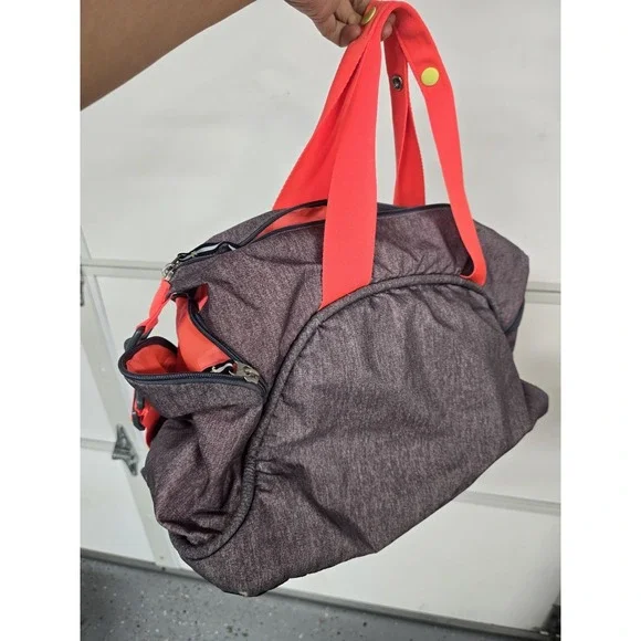 Adidas Gym Duffle Bag Gray/Orange Sport Training Travel Carry-On Shoulder Strap