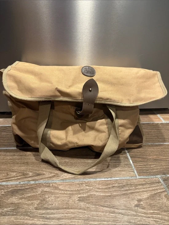 Ralph Lauren Canvas Duffel Bag in Tan with Brown Leather Trim