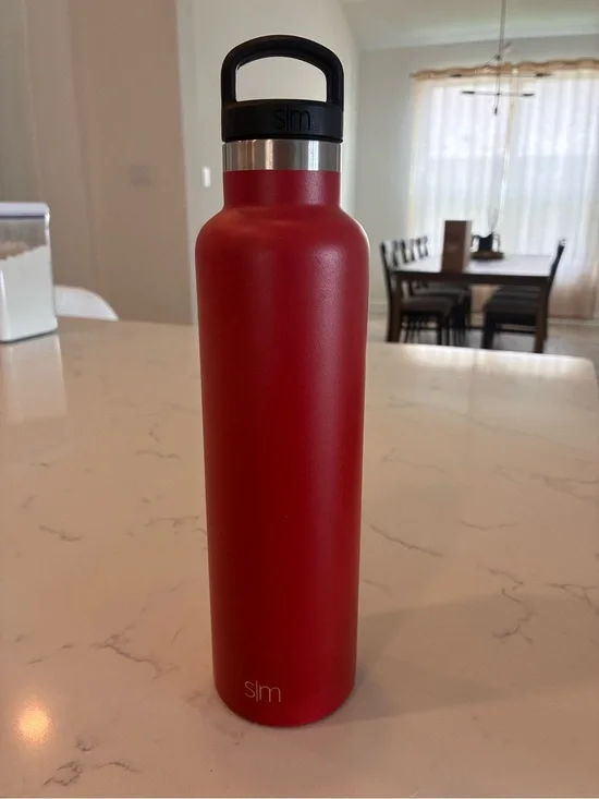 slim stainless red water bottle