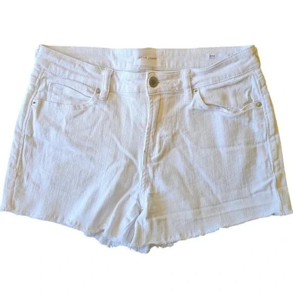 Dear‎ John Ava Shorts Womens 28 White Denim Raw Hem Cutoff Jean Shorts Y2K NWOT