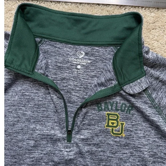 Women's Colosseum Baylor Bears Bikram Lightweight Marled Gray Quarter Zip Size L