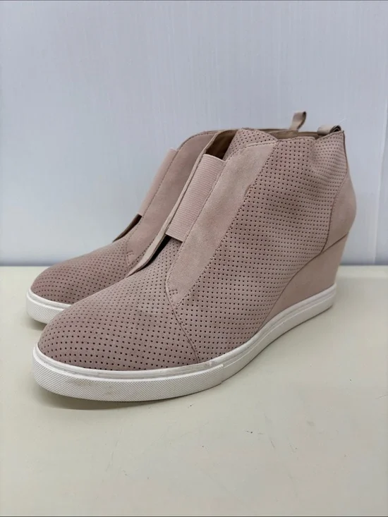 L.Paolo Perforated Wedge Sneaker Booties in Blush - Women
