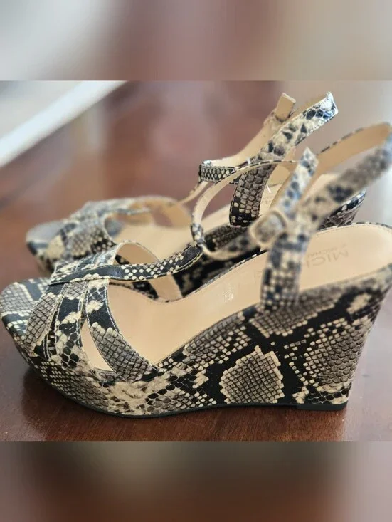 Michael By Michael Shannon Snake-Print Wedge Sandals