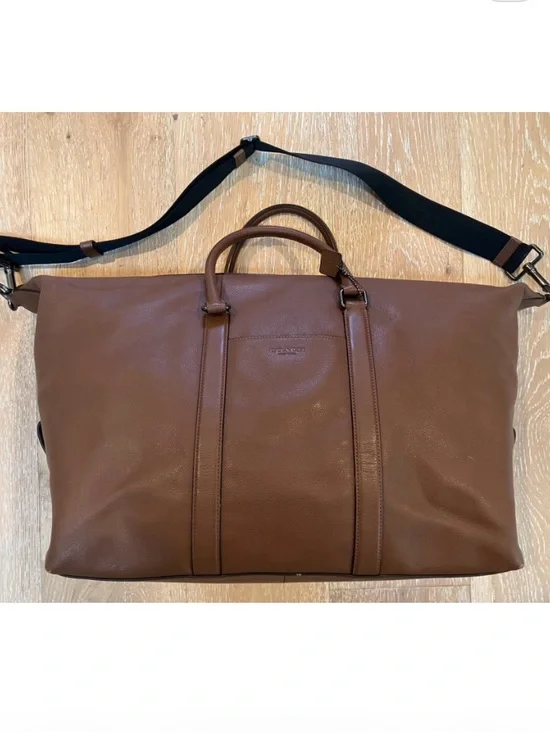 Coach Saddle/Brown Leather Trekker Bag with Black Strap