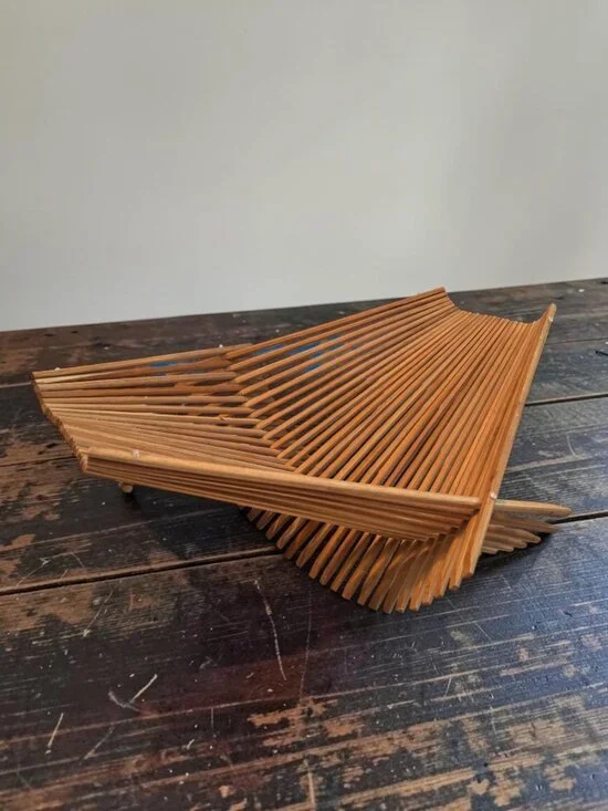 Foldable Bamboo Basket Rack Or Decorative Storage Organizer vintage