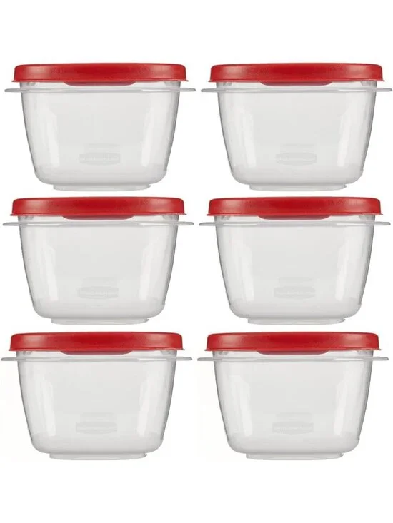 12-Piece Food Storage Container Set with Easy Find Lids - 2 Cup Size, Red