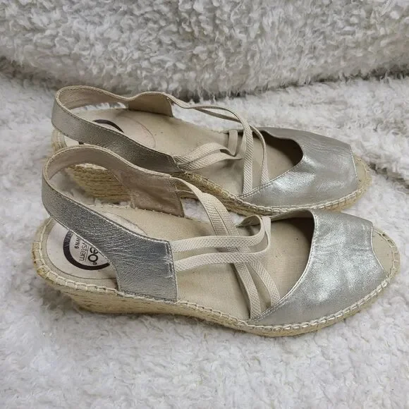 Abeo Bio System Delano Espadrille Wedge‎ Metalic Sandals Size 9