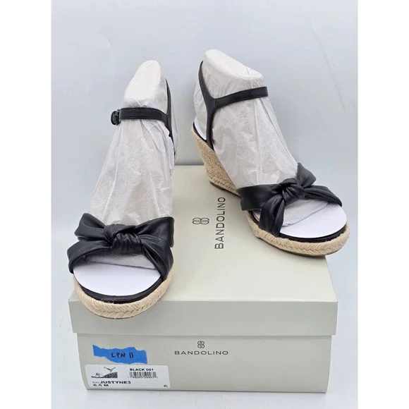 Bandolino Women's‎ Justyne3 Wedge Sandal Black / Woven - Size: 8.5 M