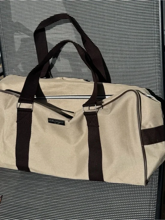 Salvatore Ferragamo Parfums Italy Beige Travel Duffel Weekender Bag