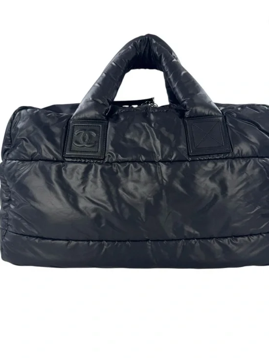 CHANEL Black Quilted Puffer Carryall Bag