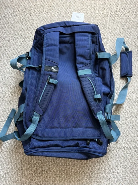 High Sierra Navy and Teal Backpack Duffle Bag Fairlead 64L