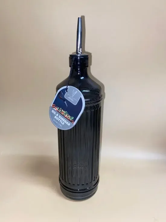 New Loft and Ladle Kitchen Gray Tinted Oil & Vinegar Bottle 26.4 oz 0.78 L NWT