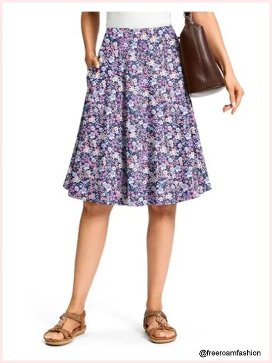 24 Inch Knee Length Long Skort Midi Dressy Casual Summer Travel Skirt with