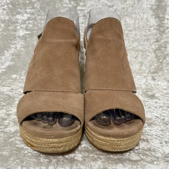 Vince Camuto Women 8.5M Tan Suede Espadrille Wedge Sandals Open Toe‎ Ankle Strap