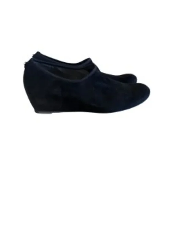Stuart Weitzman Black Suede Covered Wedge Shoe 9