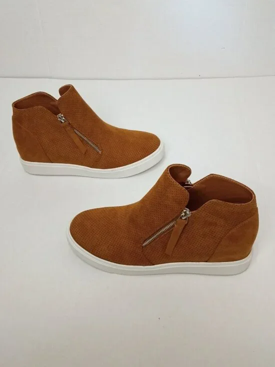 JustFab Kayden Camel Hidden Wedge Sneaker Booties Size Women's US 8.5