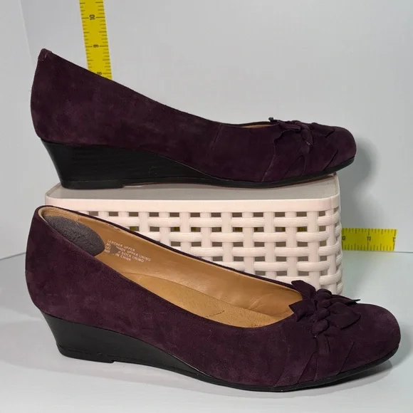 Earth suede Chic Plum Wedge‎ Shoes arch support size 8. Fc5