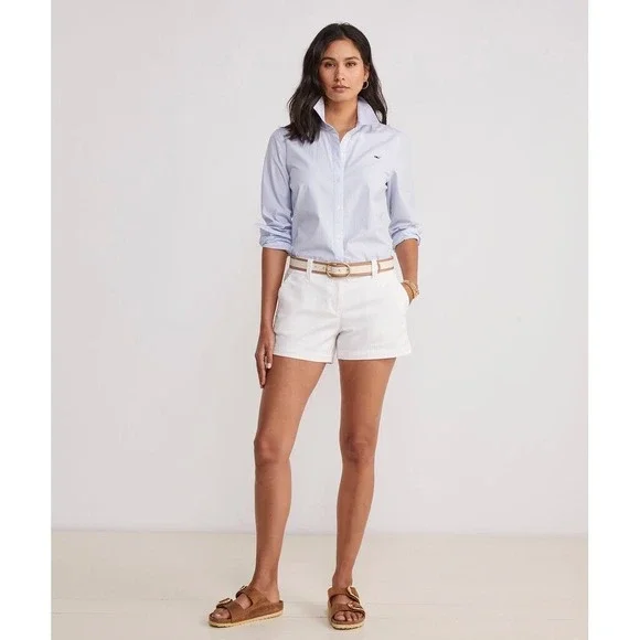 Vineyard Vines Womens White Daybreak Chino Shorts Size 2‎ Cotton Twill Preppy