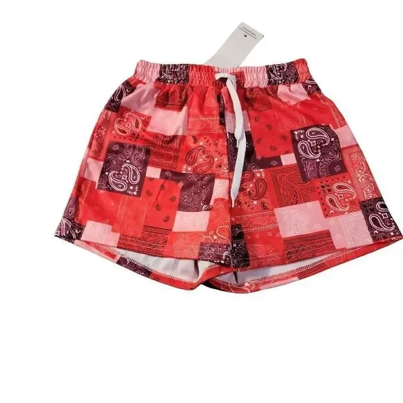 Blush Mark Womens Orange Paisley Elastic Waist Stretch Bermuda Shorts XS