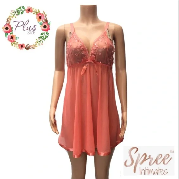Spree Intimates Persimmon Babydoll Nightie Set