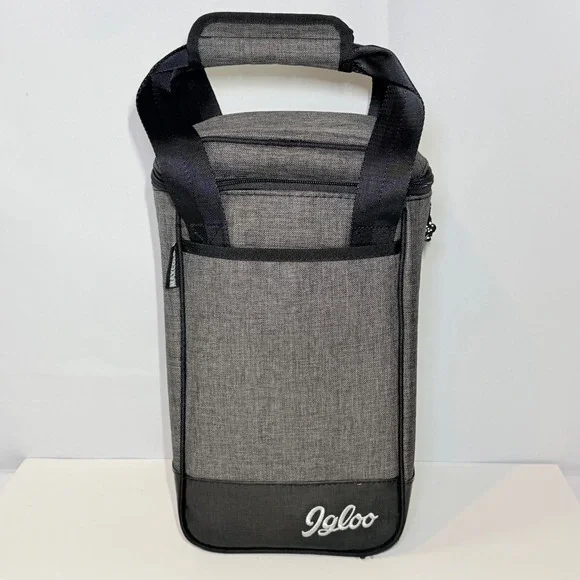 Igloo MaxCold 2 Bottle Wine Cooler Bag Heather Gray Insulated Travel Carrier
