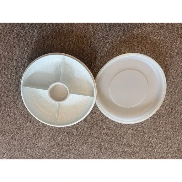 Vintage Tupperware 1708-02 Divided Serving Tray With Lid And Bowl EUC