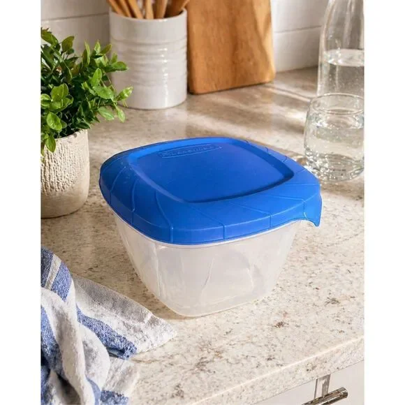 VTG Rubbermaid EZ Blue Servin Saver Easy Tab Square E 3 Qt Bowl USA Container