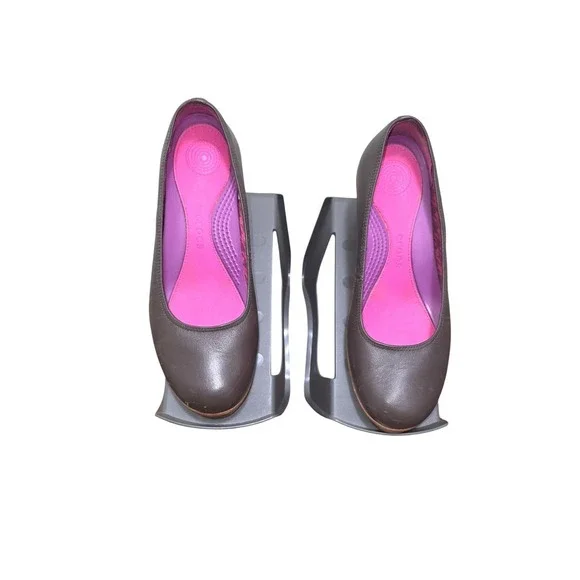 Crocs Women's‎ Brown/Gray Wedge Heels Comfort Shoes Size 9