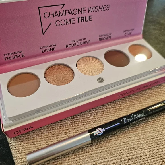 OFRA Signature Eyeshadow Palette Luxe and Skone Brow Wand In Creamy Chai