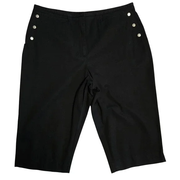 Talbots Black Sailor Button Stretch Cotton Capri's‎ Women's Sz 20 Nautical