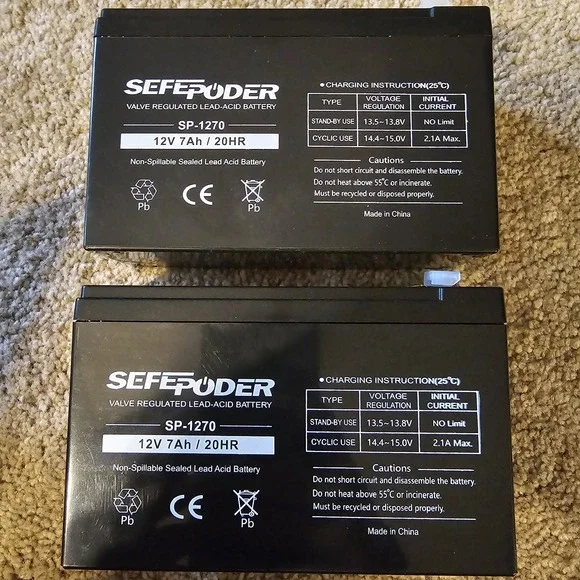 12 Volt‎ 7ah Rechargeable Sealed Lead Acid Battery 2 Pack (F1 Terminals) NEW.