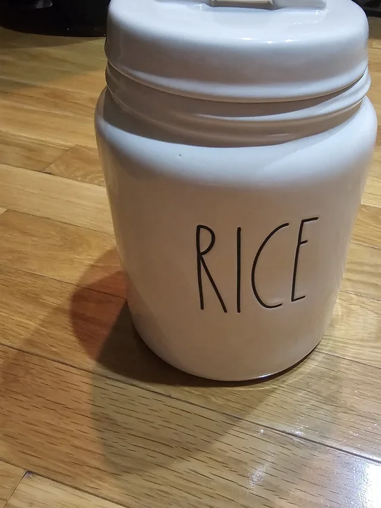 Rae Dunn Artisan Collection By Majenta White Ceramic Canister  RICE