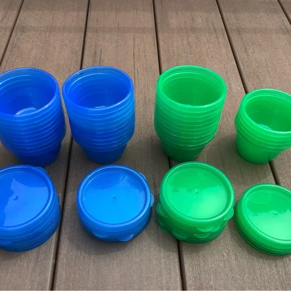 Set of Blue and Green Plastic Cups