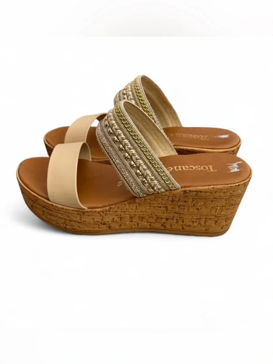 Toscanella Made in Italy‎ Gold Wedge Sandals Size 6.5
