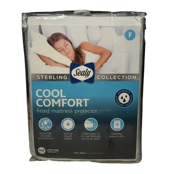 Sealy Sterling Collection Cool Comfort Full Fitted Mattress Protector White
