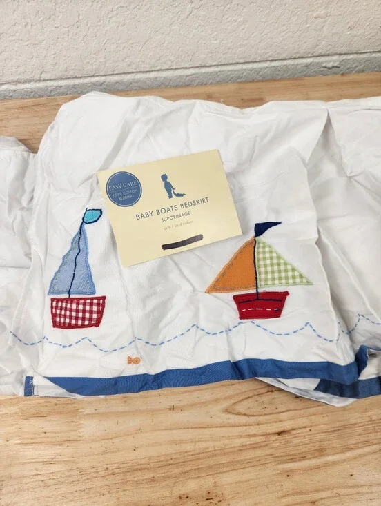 Pottery Barn Kids Baby BoatsCrib Bed Skirt Blue 28
