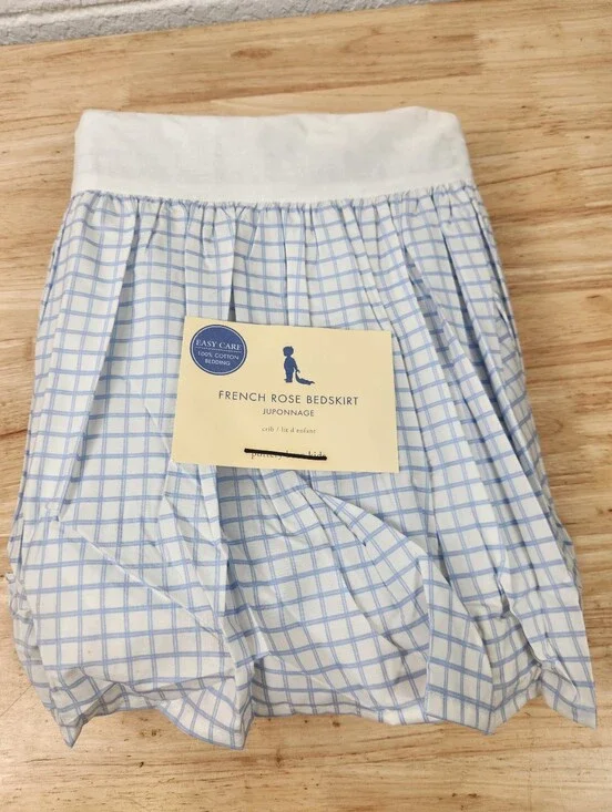 Pottery Barn Kids Blue French Rose Crib Bed Skirt Blue 28