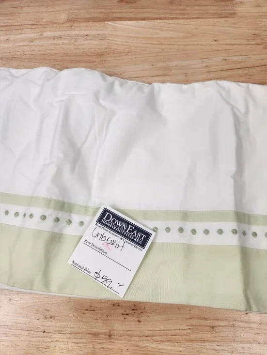 Pottery Barn Kids Sage Green White Crib Bed Skirt 28