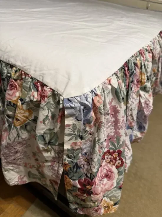 Vtg Ralph Lauren Allison FULL Bed Skirt Dust Ruffle Floral Roses French Country