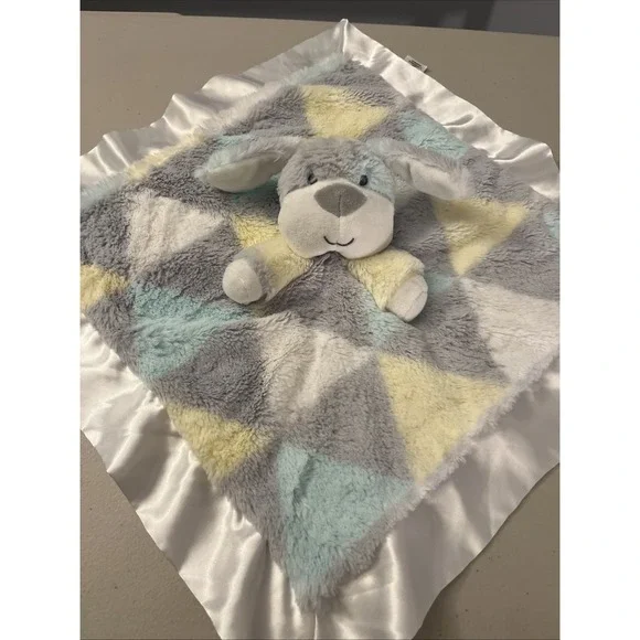 Security Blanket Lovey Baby Essentials Dog Puppy Gray Softy Satin Cuddletoy‎