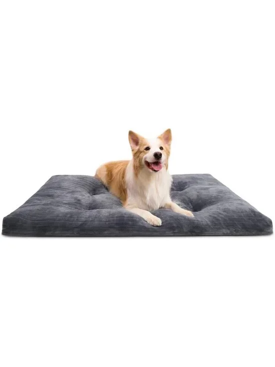 Extra Large Washable Dog Bed - Thick Flannel Comfy Crate Pad, Anti-Slip, 41x27