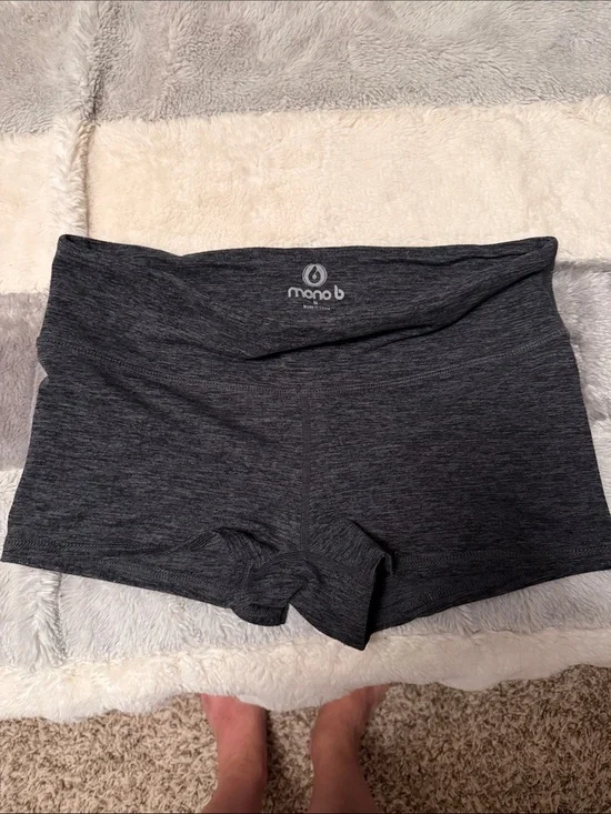 Mono B Charcoal Heather High-Waist Active Shorts