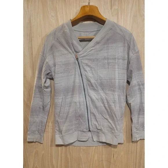Lululemon Mula Jacket Womens 8 Gray Righteous Stripe Bundle Wrap‎ Moto Athletic